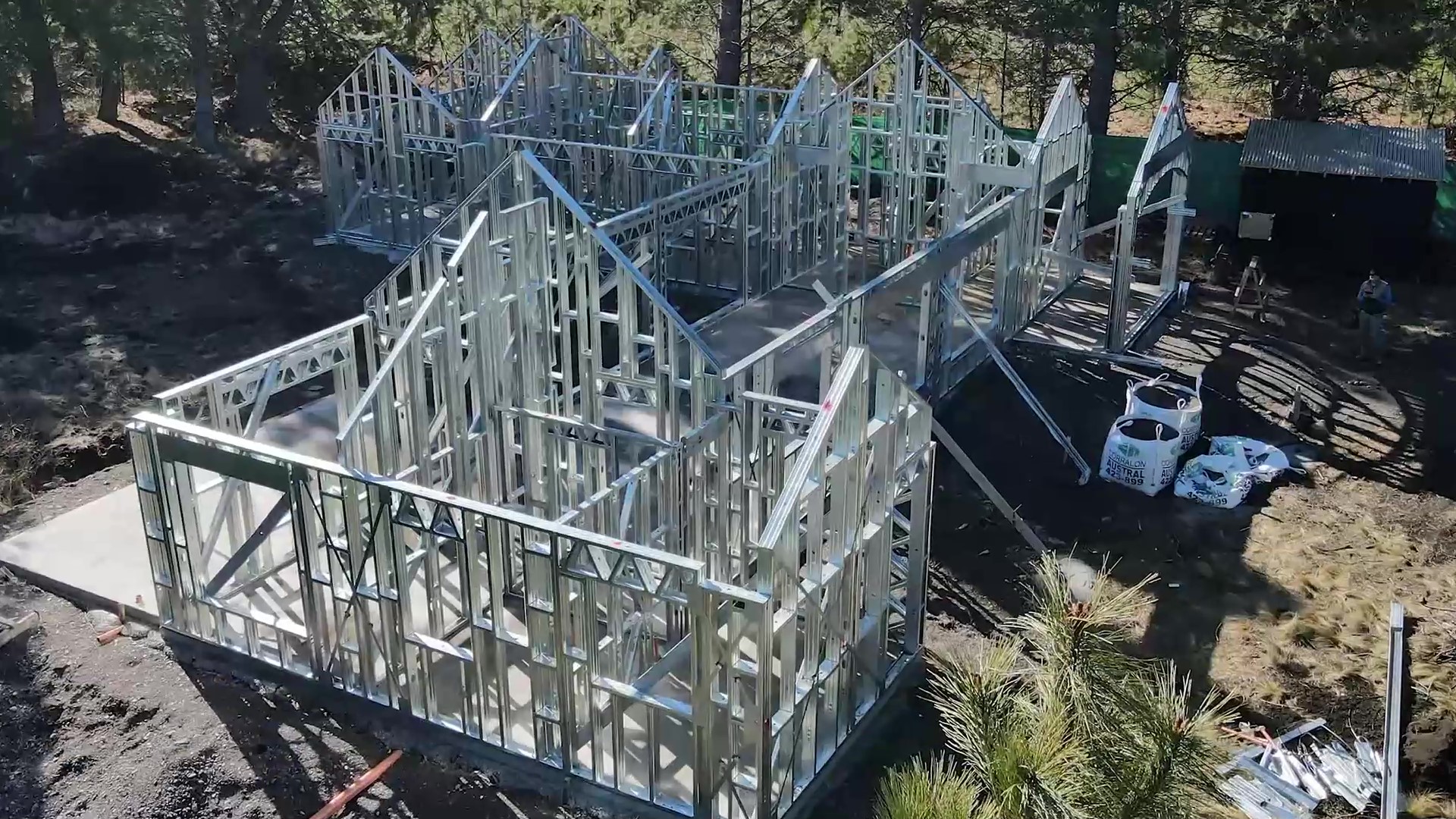 Vista aérea de estrutura Steel Frame completa